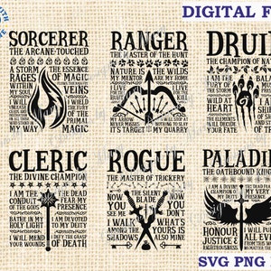 dnd svg, Dungeons and Dragons svg, dnd class Bundle Pack 12 pcs, d and d svg rpg, RPG svg, Silhouette SVG file for Cricut,