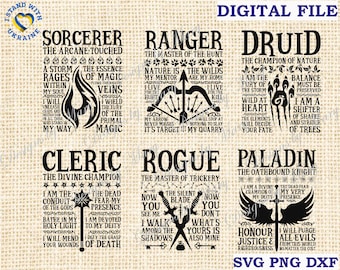 dnd svg, Dungeons and Dragons svg, dnd class Bundle Pack 12 pcs, d and d svg rpg, RPG svg, Silhouette SVG file for Cricut,