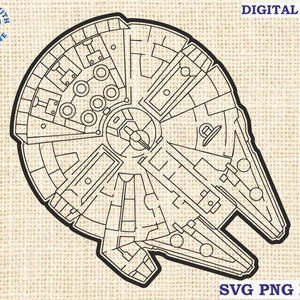 Millennium Falcon svg, Star svg Wars svg, arquivo de corte para Cricut svg png dxf, png, arquivo de corte a laser Cricut Glowforge