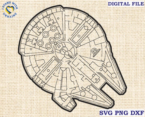Millennium Falcon svg, Star svg Wars svg, Cut File for Cricut svg png dxf, png, Cricut Glowforge Laser Cut File
