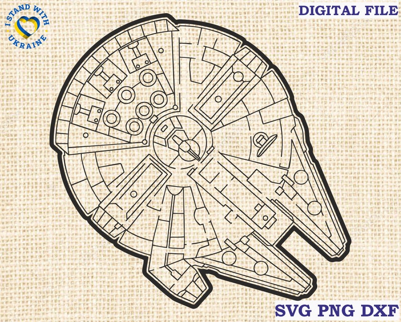 Millennium Falcon svg, Star svg Wars svg, Klippfil för Cricut svg png dxf, png, Cricut Glowforge laserskuren fil bild 1