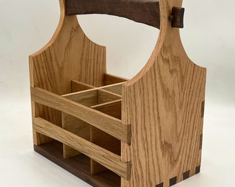 Farmhouse Oak and Black Walnut Beverage Caddy