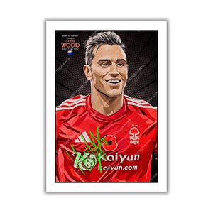 Chris Wood signed football memorabilia art poster