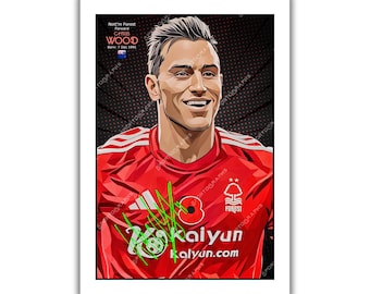 Chris Wood signed football memorabilia art poster