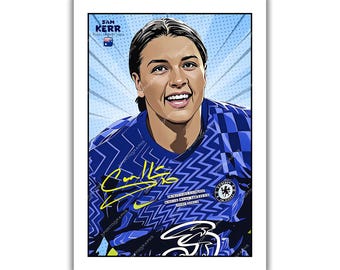 Sam Kerr signed football memorabilia art poster