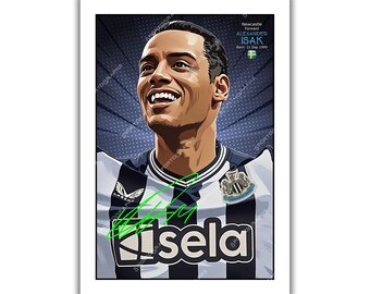 Alexander Isak signed football memorabilia art poster