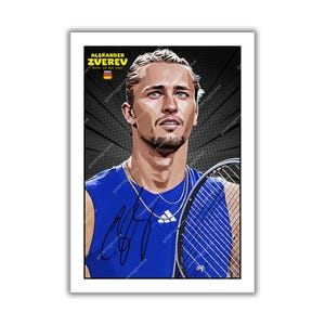 Alexander Zverev signiertes Tennis Memorabilie Kunstposter