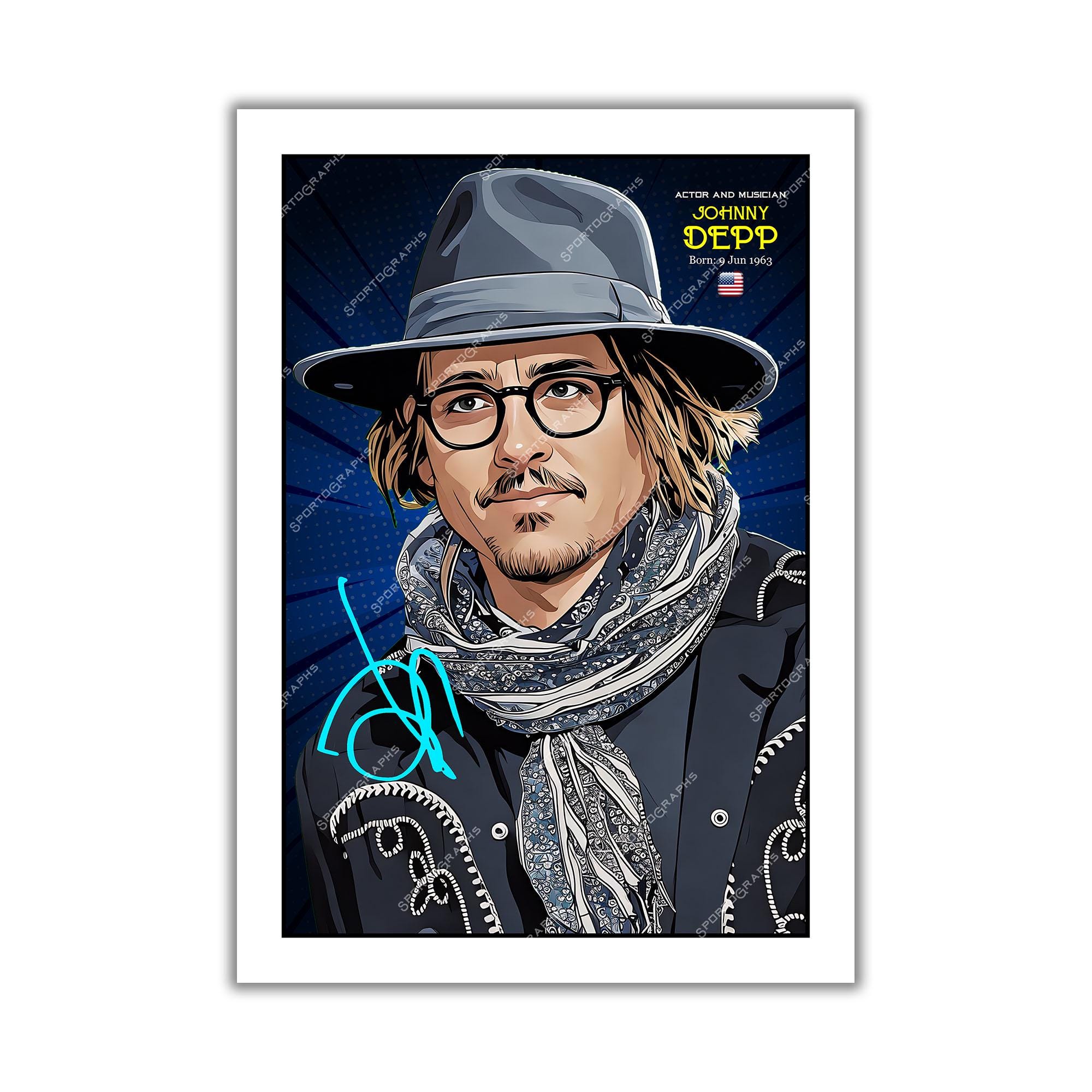 ジョニー・デップのサイン入り映画＆テレビ記念品アートポスター