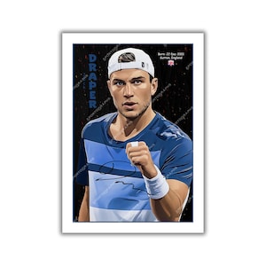 Jack Draper signierte Tennis Erinnerungsstücke Kunstposter