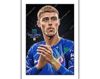 Cole Palmer signed football memorabilia art poster