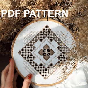 Hardanger-patroon, PDF-patroon, PDF Hardanger-patroon, PDF-patroon voor borduren, Patroon voor borduurring, Hardanger-borduurwerk