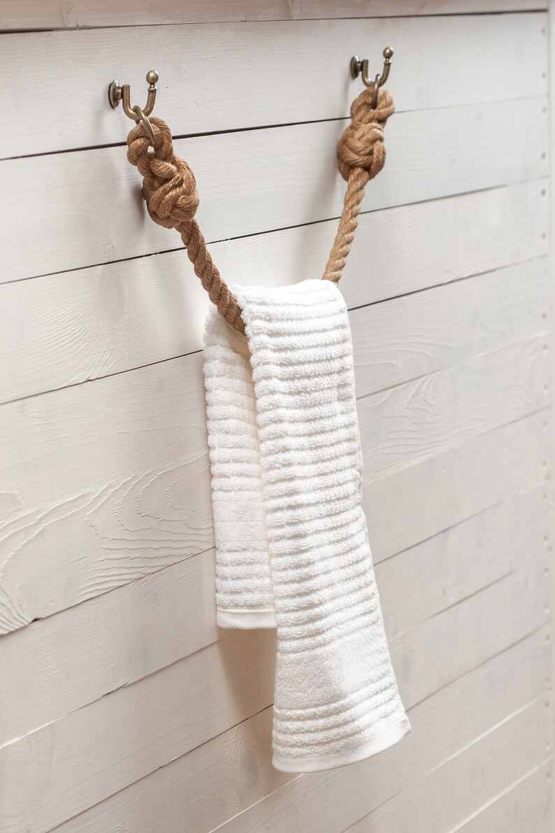 Nautical bathroom rope towel holder Etsy