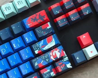 【Pro-sale】Juego de teclas VOX / Inspirado en Hazbin Hotel / 143 teclas PBT Perfil Cherry / Juego de teclas de anime