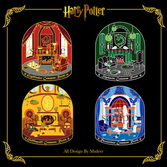 Common Rooms In Crystal Ball Hogwarts Enamel Pin Gryffindor Slytherin Ravenclaw Hufflepuff