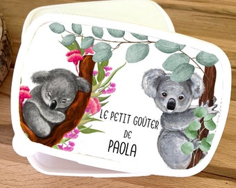 boite a gouter personnalisée-école-maternelle-luch box avec prénom-boite à gouter thème Koala