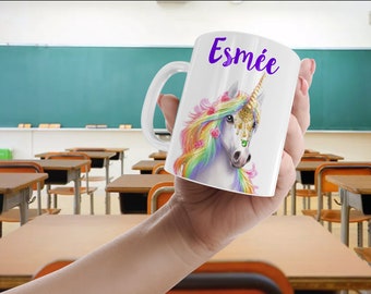 Mug incassable-école-maternelle-tasse personnalisée licorne-gobelet-plastique-personnalisé