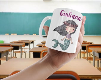 Mug incassable-école-maternelle-tasse personnalisée sirène-gobelet-plastique-personnalisé