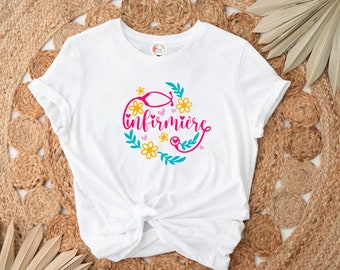 t-shirt femme personnalisé infirmière -T-shirt pour infirmière -T-shirt avec texte infirmière-cadeau infirmière-cadeau noël infirmière