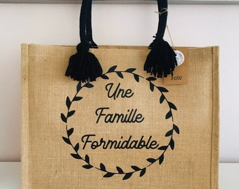 Cabas en jute Mamie - Sac en jute personnalisé- Cadeau de fête des mamies - sac de courses - Cabas personnalisé - Cadeau maman