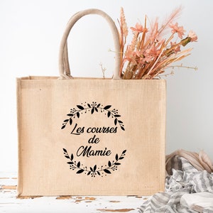 Sac en jute Mamie /Cabas personnalisé/ sac en jute fête des mamans Sac pour maman Courses de mamie image 2