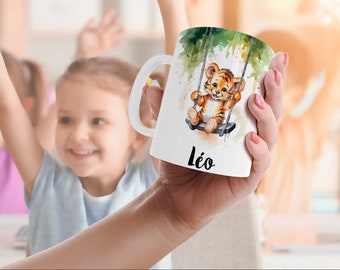 Mug incassable-école-maternelle-tasse personnalisée lion-gobelet-plastique-personnalisé