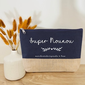 Pochette personnalisée/texte personnalisé nounou/pochette personnalisable/pochette nounou /cadeau nounou/pochette nounou