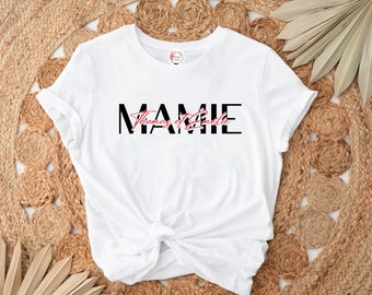 T-shirt Mamie avec prénom enfants , Tee-shirt personnalisé mamie, T-shirt anniversaire mamie,