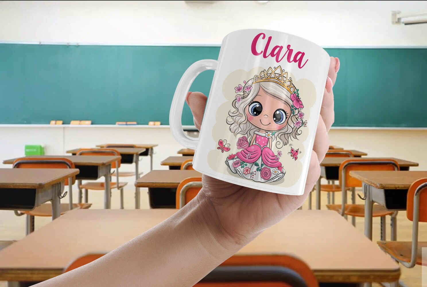 Mug Incassable-École-Maternelle-Tasse Personnalisée Princesse-Gobelet-Plastique-Personnalisé