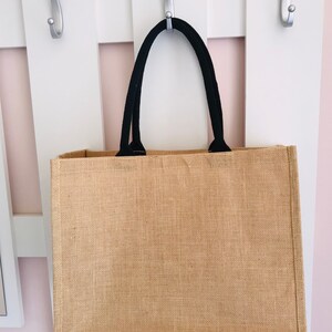 Sac en jute personnalisé pour maman Super Maman Fête des mères Cadeau fête des mères Cadeau maman-cadeau maman-cadeau mamie Nature anses noirs