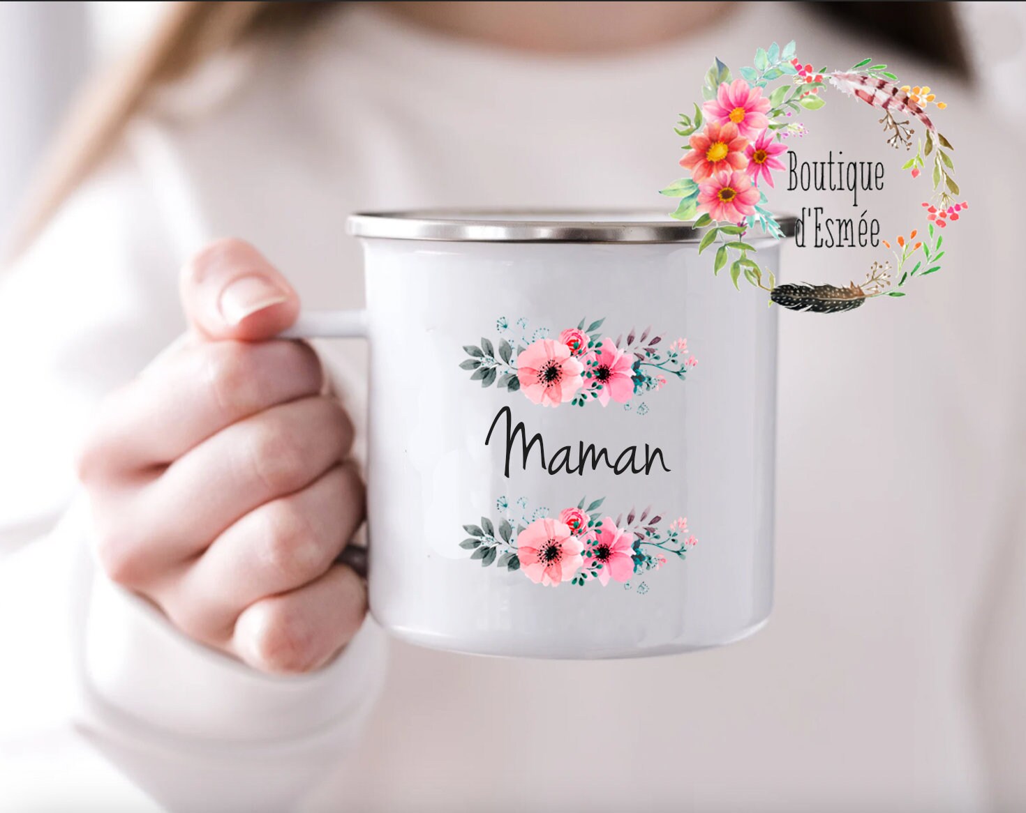 Mug Inox Personnalisable/ Mug Vintage Noël/ Noël Personnalisé/Mug Camping Nounou/Mug Personnalisé/Ca