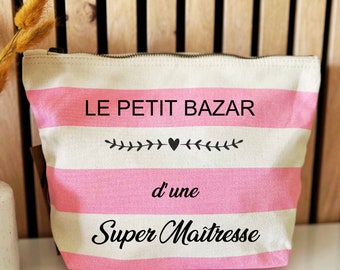 Pochette super maitresse - pochette personnalisée maîtresse - Cadeau maitresse - cadeau fin d'année maîtresse- atsem-cadeau nounou