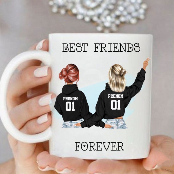 Mug personnalisé copines-Mug copines personnalisé -Mug texte personnalisé-mug best friends-Mug forever- bff- besties- tasse personnalisée