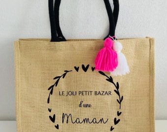 Cadeau maman d'amour- Sac en jute personnalisé pour maman- fête des mamies - Sac maman personnalisé- Cadeau grand mère - Fête des mères