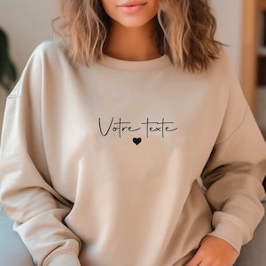 Sweat femme  personnalisé avec votre texte -Sweat  femme-Sweat personnalisé maman-sweat avec texte et  coeur