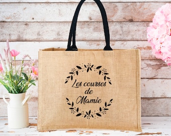 Sac en jute Mamie /Cabas personnalisé/ sac en jute fête des mamans - Sac pour maman- Courses de mamie