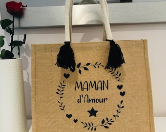 Personalized jute bag for mom - Super Maman | Mother's Day - Mother's Day gift - Mom gift-mom gift-grandma gift