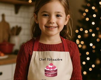 Personalized cotton children's apron - Original gift for little pastry chef | 3 models to choose from