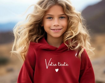 Sweat enfant personnalisé-Sweat pour enfant-Sweat personnalisé par votre texte-Sweat à capuche enfant personnalisé-cadeau Noël enfant