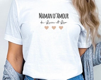 T shirt personnalisé Maman- tshirt team coeurs- tshirt maman d'Amour  - T-shirt personnalisé  - fête des mères