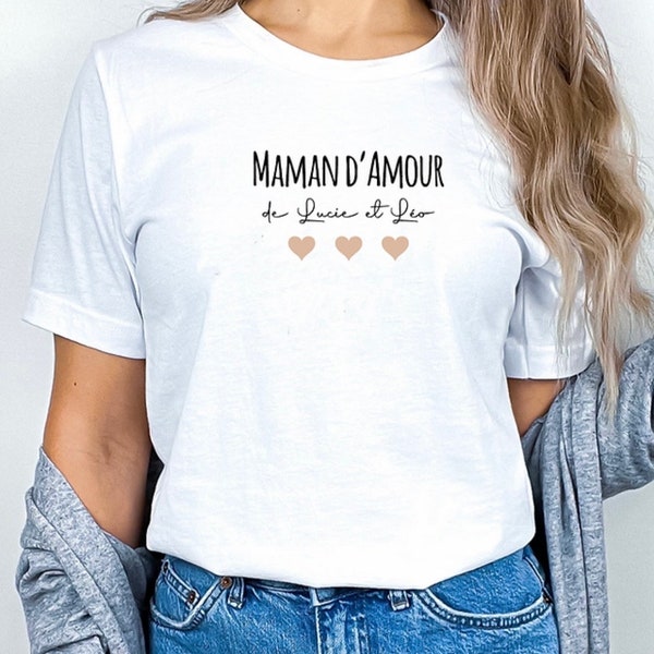 T shirt personnalisé Maman- tshirt team coeurs- tshirt maman d'Amour  - T-shirt personnalisé  - fête des mères