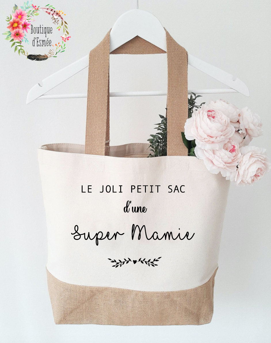 Tote Bag Manahia 'Petit Bazar D'une Maman Débordée' - 100% Coton - 38x40cm - Cadeau Fête Des Mères, Anniversaire