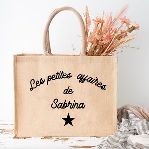 Sac en jute personnalisé Cabas en jute sac personnalisé maman /les petites affaires de mamie /cadeau mamie/fête des grand-mères afbeelding 3