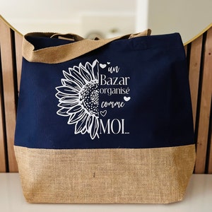Grand cabas personnalisé - cabas coton- cabas personnalisé mamie - sac de courses mamie - cadeau mamie-fête des grand-mères