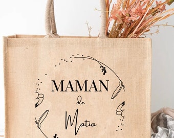 Sac en jute Maman d'Amour- Cadeau maman -sac personnalisé maman - Cabas pour maman- Cadeau maman - cadeau fêtes des mères-sac de courses