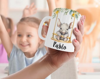 Mug incassable-école-maternelle-tasse personnalisée rhino-gobelet-plastique-personnalisé