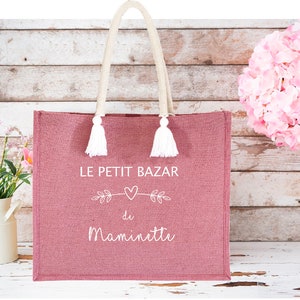 Personalized granny jute bag Grandma gift Mom shopping bag Personalized shopping bag Mother's Day gift image 1