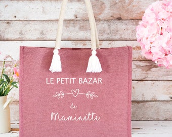 Sac en jute personnalisé mamie - Cadeau  mamie - Sac cabas maman- Cabas personnalisé - Cadeau  Fête des grand- mères