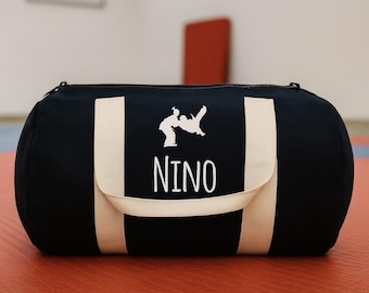 Sac de sport personnalisé judo – prénom au choix – gym bag robuste pour enfant ou adulte – cadeau club d’arts martiaux
