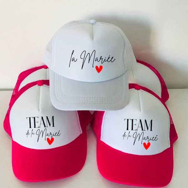 casquette personnalisée evjf /team de la mariée coeur/casquette de la mariée/casquette evjf/Casquette staff de la mariée-squad de la mariée