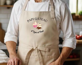 Personalized Grandpa Cake Apron with First Names | Gift for Grandpa, Birthday, Grandfathers' Day, Grandmothers, Moms or Dads, Christmas
